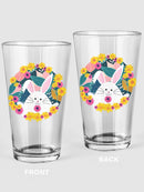 A Cute Bunny And Flowers Pint Glass -SPIdeals Designs