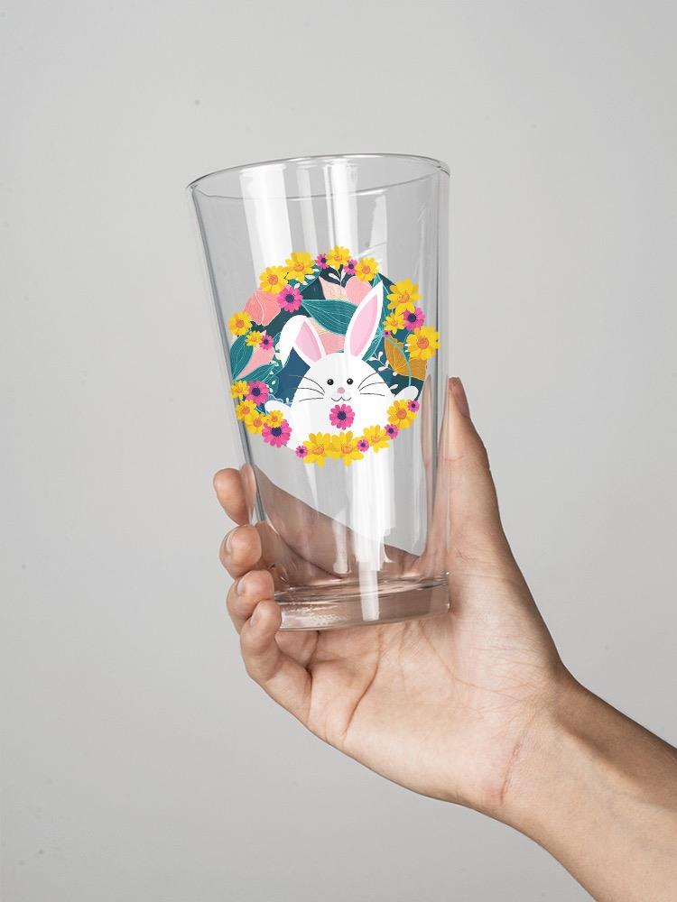A Cute Bunny And Flowers Pint Glass -SPIdeals Designs