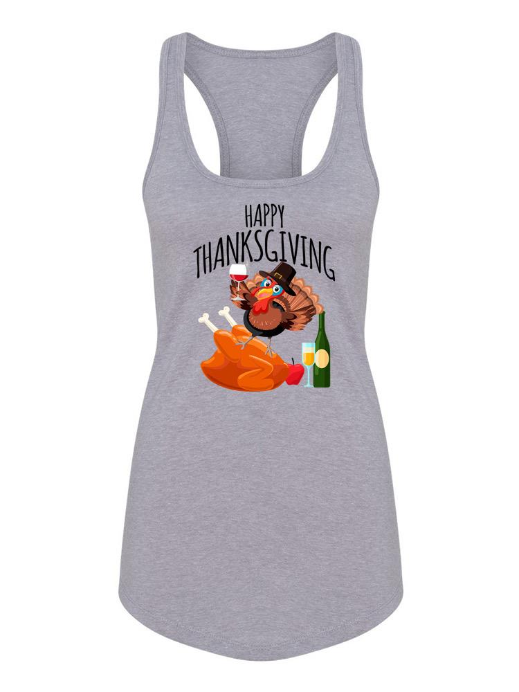 Happy Thanksgiving Turkey Racerback Tank -SPIdeals Designs