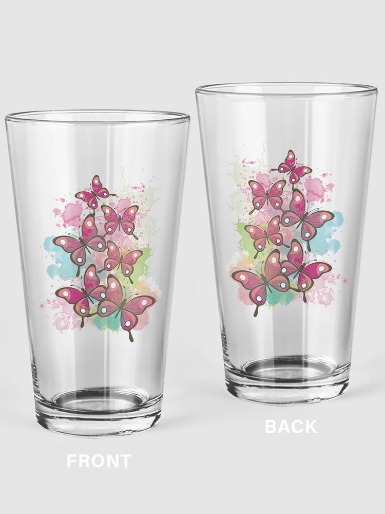 Watercolor Butterflies. Pint Glass -SPIdeals Designs