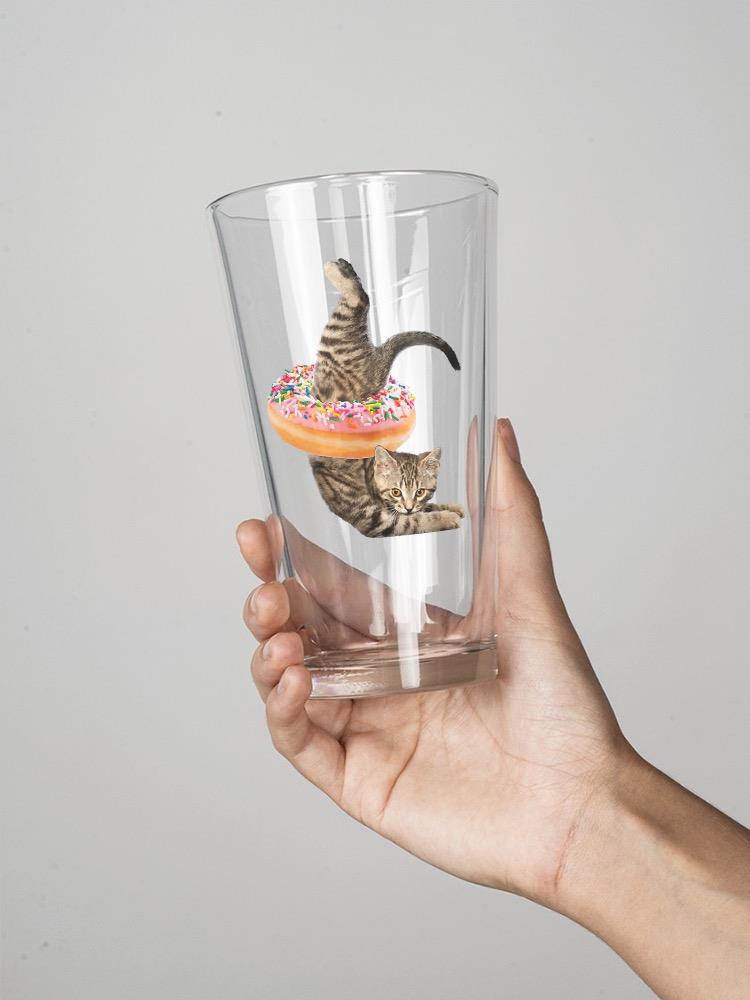 Funny Cat With A Donut Pint Glass -SPIdeals Designs