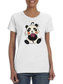 Panda With Tulips T-shirt -SPIdeals Designs