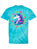 Unicorn With Flower Circle Tie Dye Tee -SPIdeals Designs