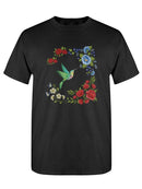 Hummingbird And Flowers. T-shirt -SPIdeals Designs