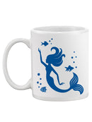 Mermaid And Fish Outlined Mug -SPIdeals Designs
