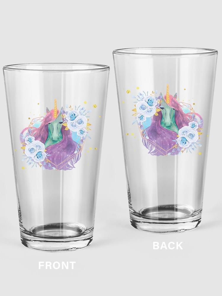 Mystical Pony With Flowers Pint Glass -SPIdeals Designs