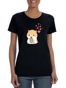 Cute Hamster With Hearts T-shirt -SPIdeals Designs