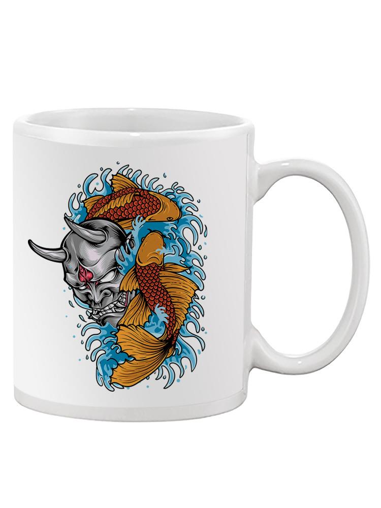 Demon Mask And Fish Mug -SPIdeals Designs