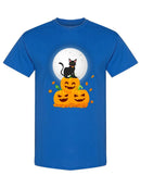 Black Cat On Pumpkins T-shirt -SPIdeals Designs