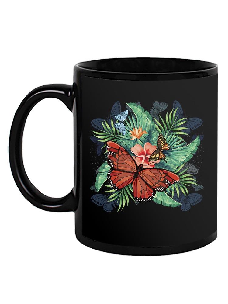 Flower With Butterflies Mug -SPIdeals Designs