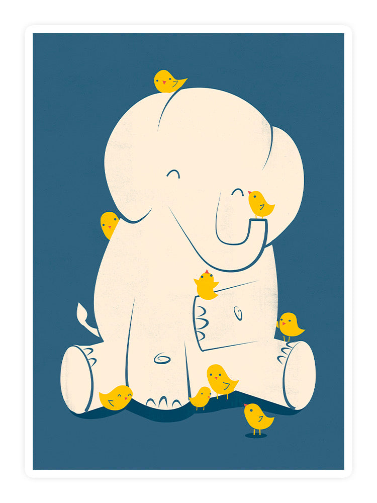 Elephant With Birds Sticker -Jay Fleck Designs