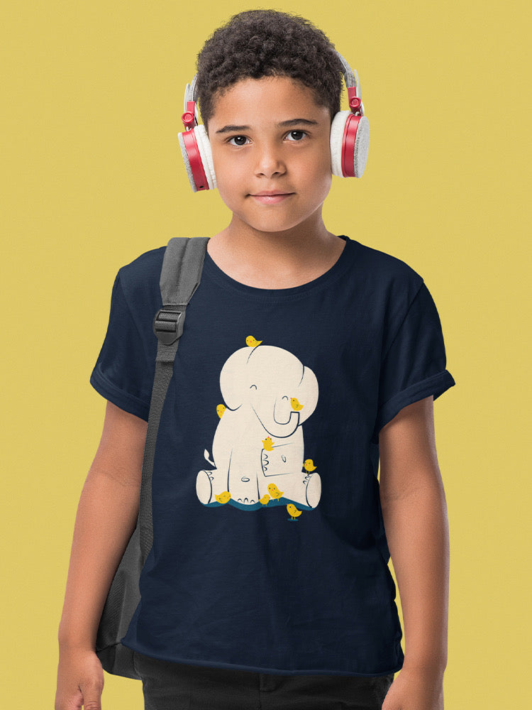 Elephant With Birds T-shirt -Jay Fleck Designs