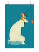 Bear And Man Fishing Wall Art -Jay Fleck Designs