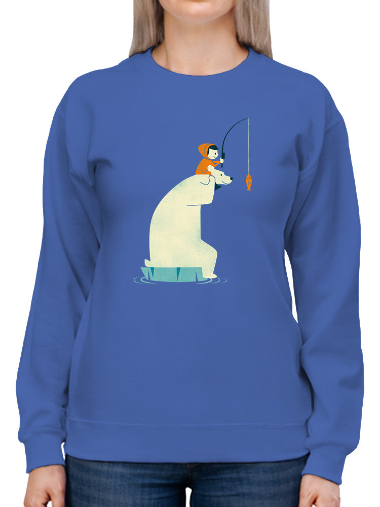 Bear And Man Fishing Sweatshirt -Jay Fleck Designs