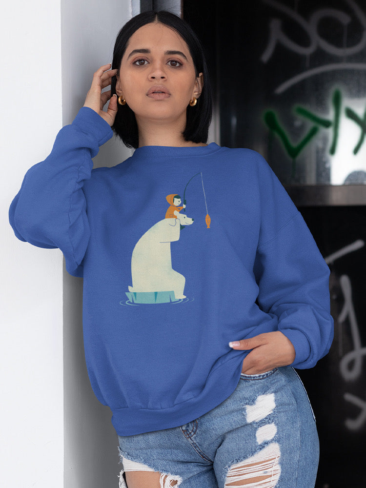 Bear And Man Fishing Sweatshirt -Jay Fleck Designs