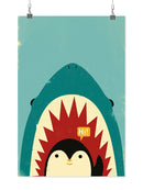Penguin And Shark Greeting Wall Art -Jay Fleck Designs