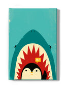 Penguin And Shark Greeting Wall Art -Jay Fleck Designs