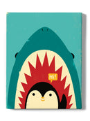 Penguin And Shark Greeting Wall Art -Jay Fleck Designs