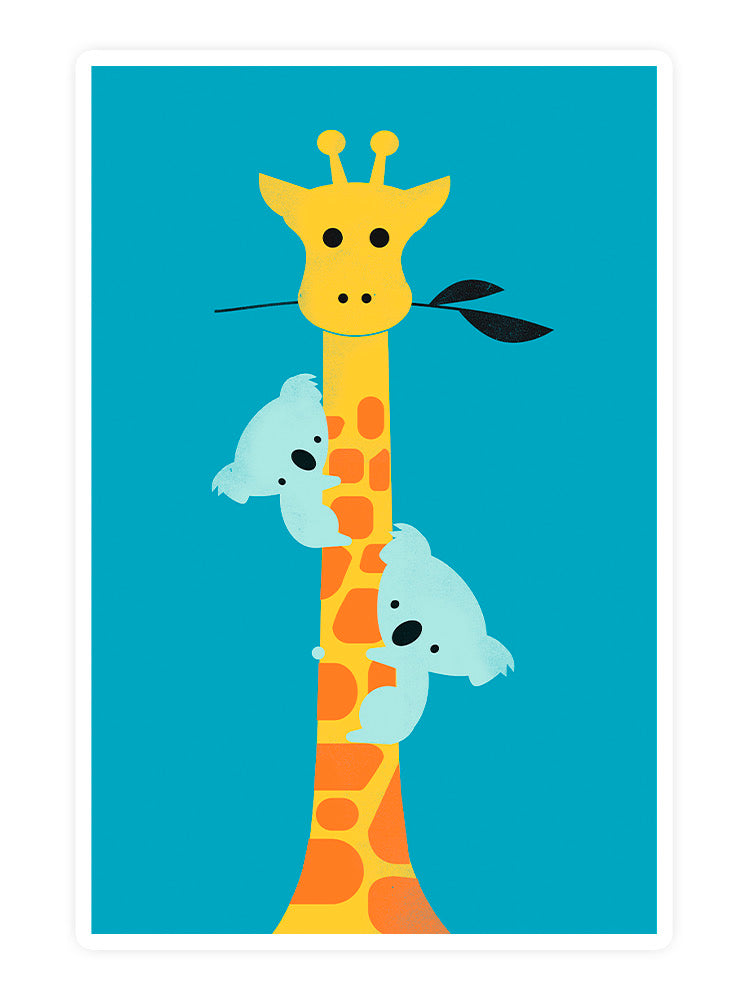 Koalas Climbing A Giraffe Sticker -Jay Fleck Designs