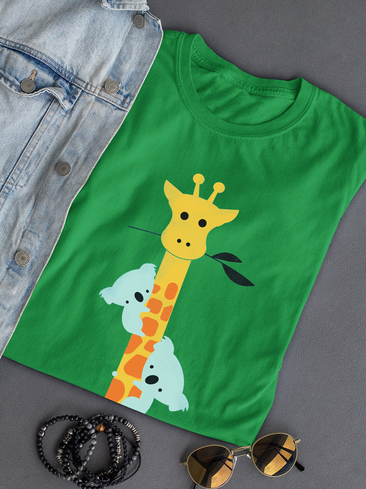 Koalas Climbing A Giraffe T-shirt -Jay Fleck Designs