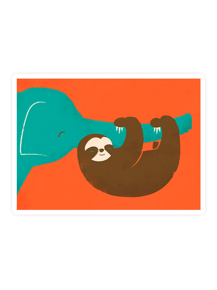 Sloth With An Elephant Sticker -Jay Fleck Designs