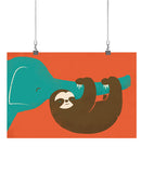 Sloth With An Elephant Wall Art -Jay Fleck Designs