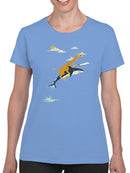 Giraffe Riding A Shark T-shirt -Jay Fleck Designs