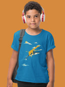 Giraffe Riding A Shark T-shirt -Jay Fleck Designs