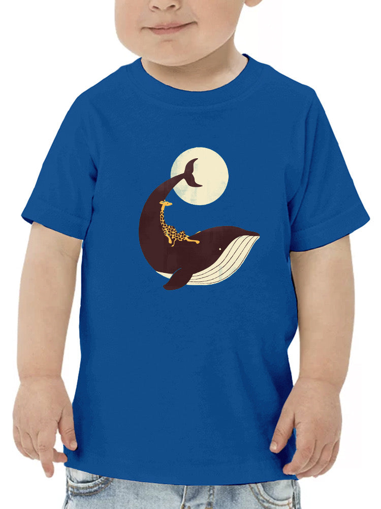 Giraffe On A Whale T-shirt -Jay Fleck Designs