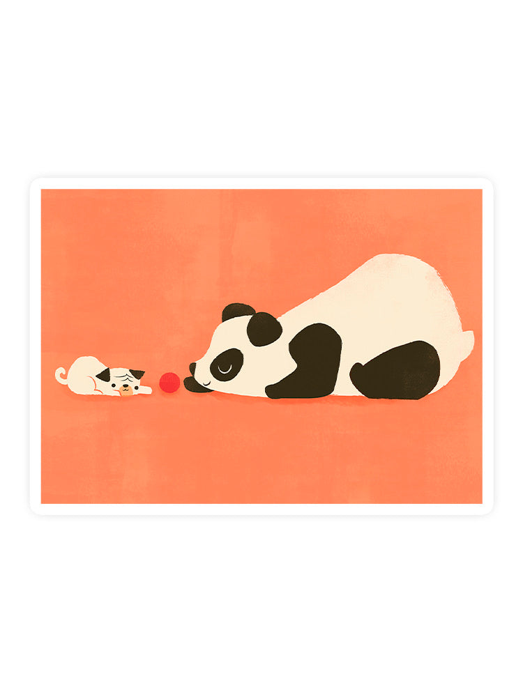 Panda And Dog Playing Sticker -Jay Fleck Designs