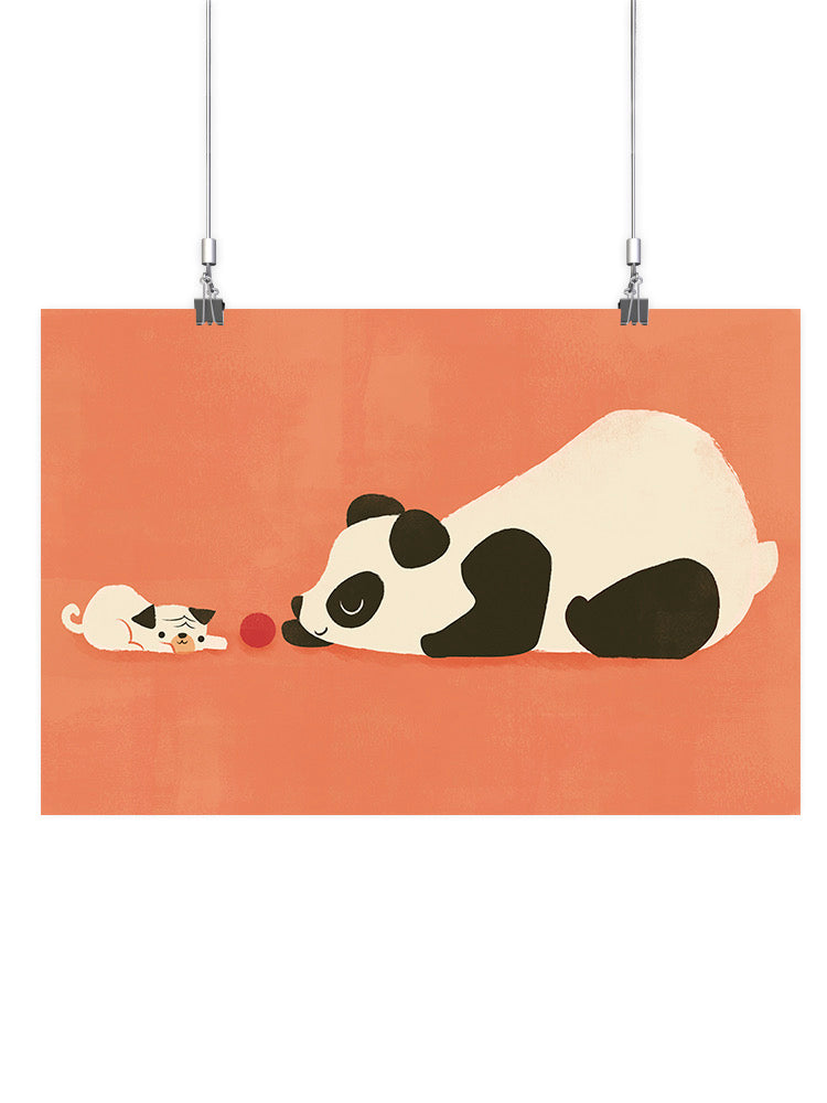 Panda And Dog Playing Wall Art -Jay Fleck Designs