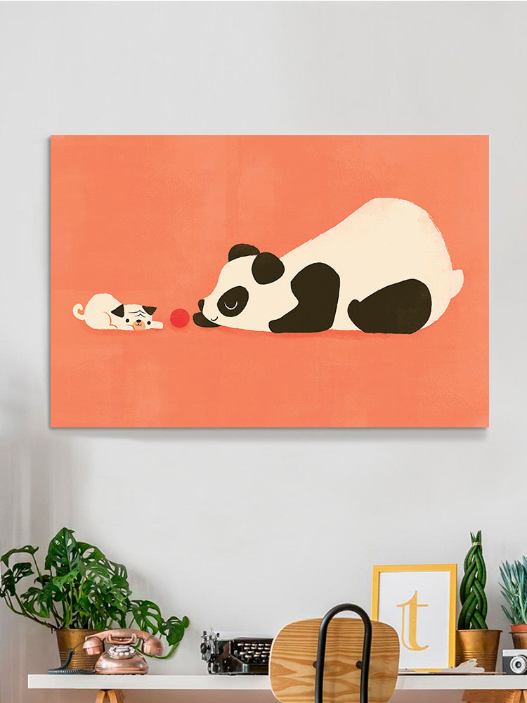 Panda And Dog Playing Wall Art -Jay Fleck Designs