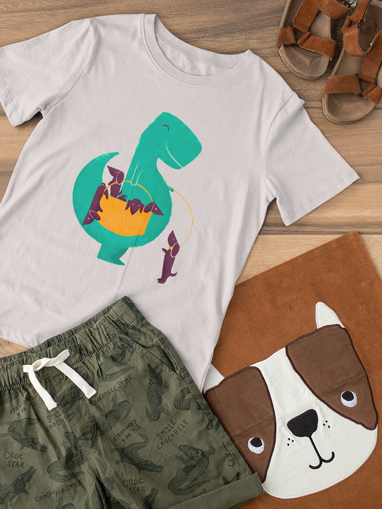 Dinosaur With Puppies T-shirt -Jay Fleck Designs