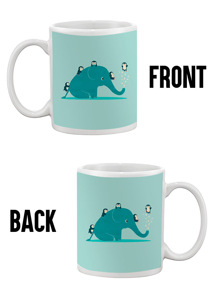 Elephant With Penguins Mug -Jay Fleck Designs
