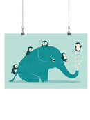 Elephant With Penguins Wall Art -Jay Fleck Designs
