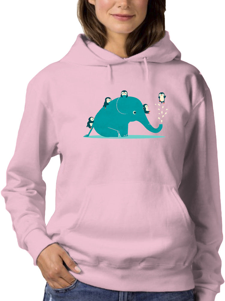 Elephant With Penguins Hoodie -Jay Fleck Designs