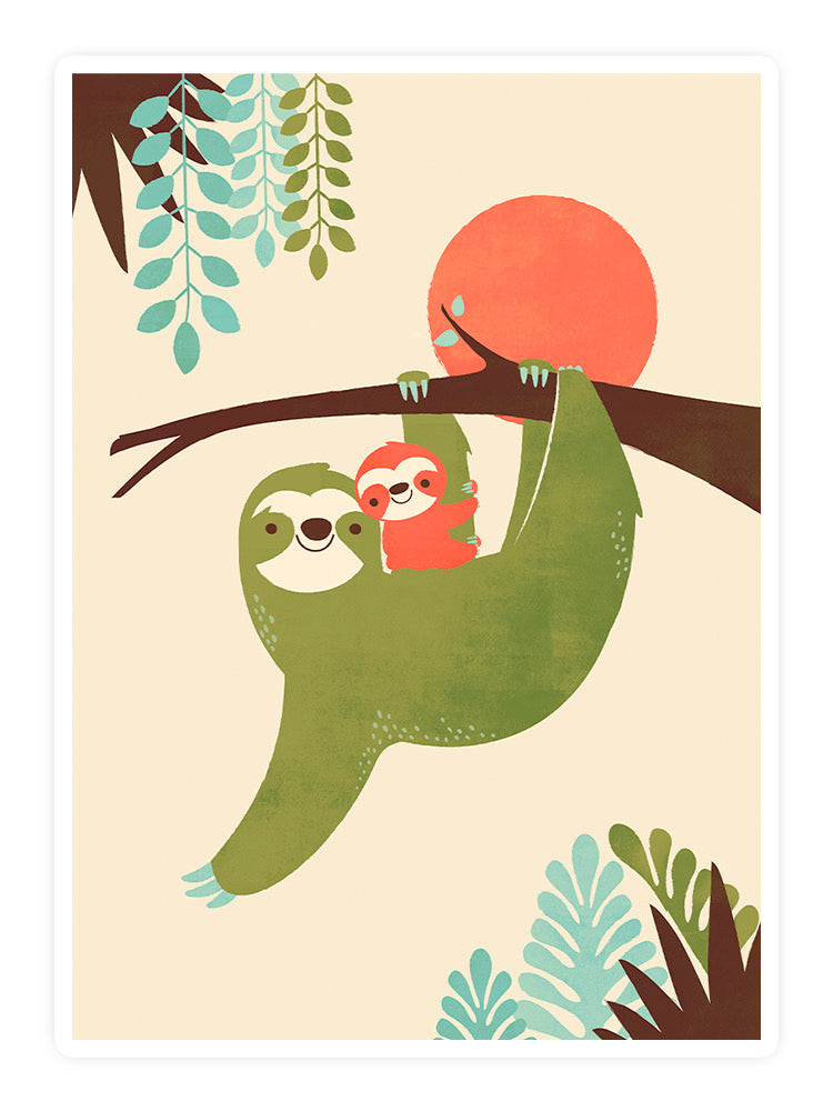Momma Sloth And Baby Sticker -Jay Fleck Designs