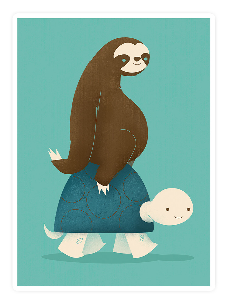 Hitchhiking Sloth Sticker -Jay Fleck Designs