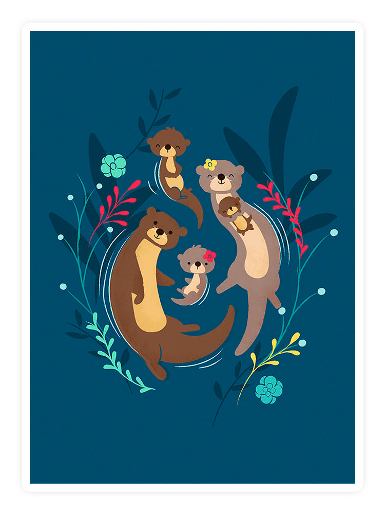 Otter Family Sticker -Jay Fleck Designs