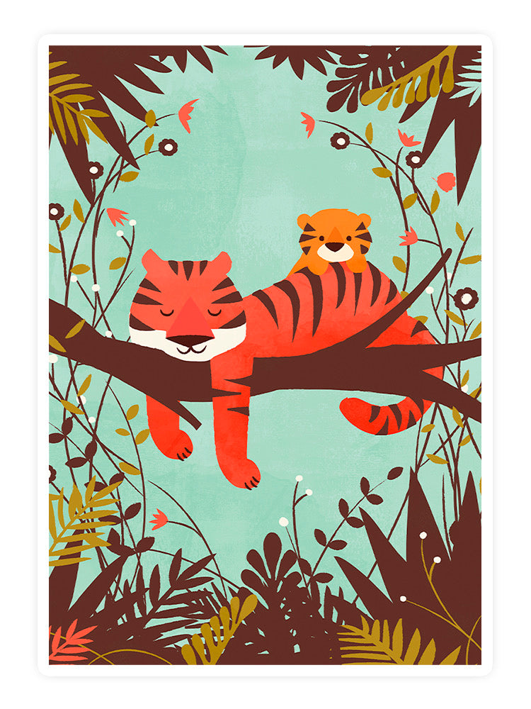 Sleeping Tiger Mom Sticker -Jay Fleck Designs