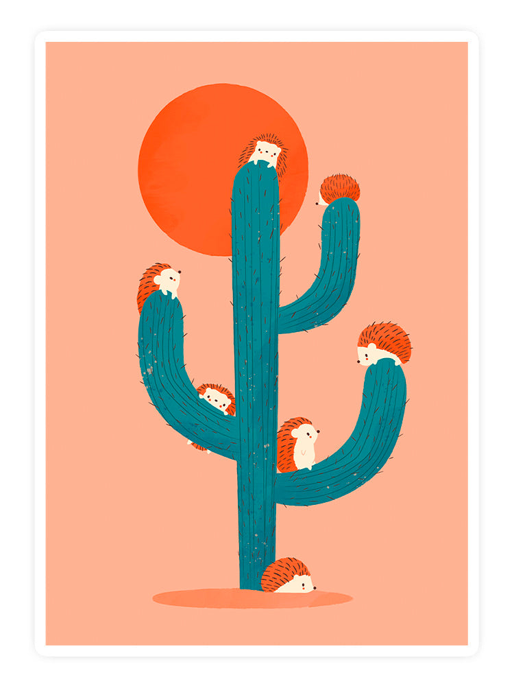 Hedgehogs On A Cactus Sticker -Jay Fleck Designs