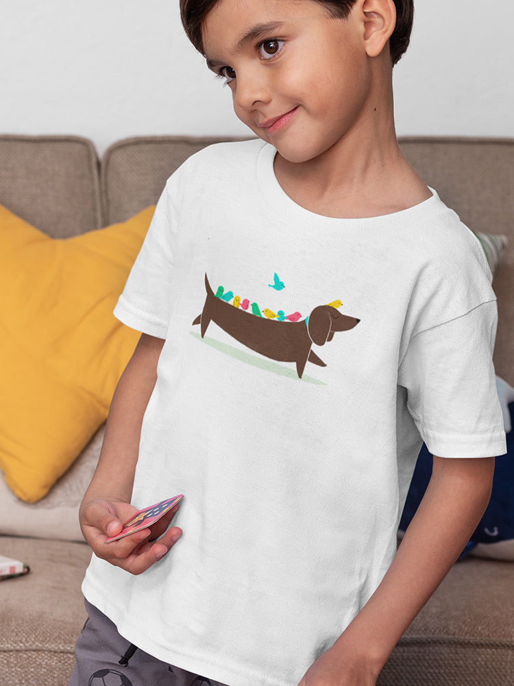 Birds On A Dachsund T-shirt -Jay Fleck Designs