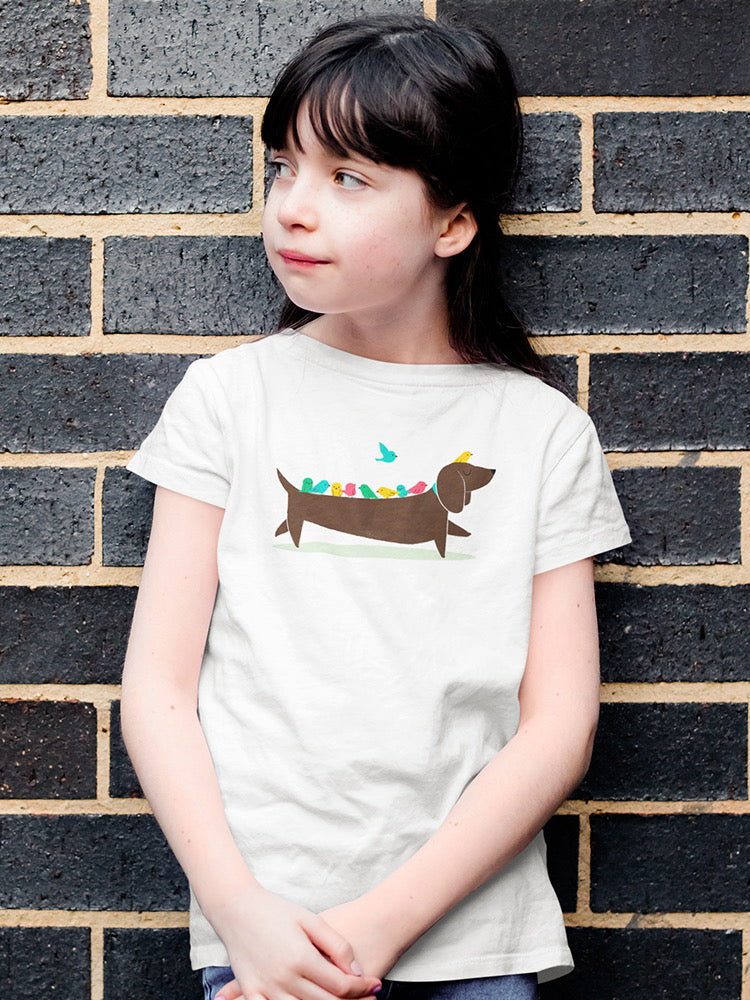 Birds On A Dachsund T-shirt -Jay Fleck Designs