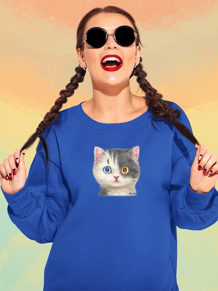 Two Cats With Two Eye Colors Sweatshirt -Kayomi Harai Designs