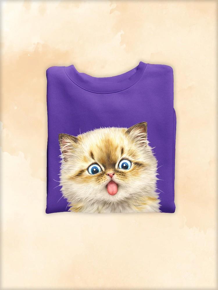 Kitten With Tongue Out Sweatshirt -Kayomi Harai Designs
