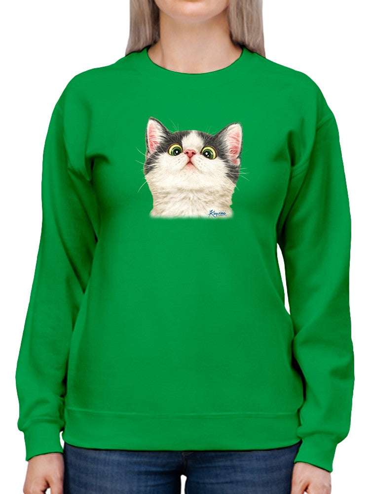 Kitten Looking Down Sweatshirt -Kayomi Harai Designs