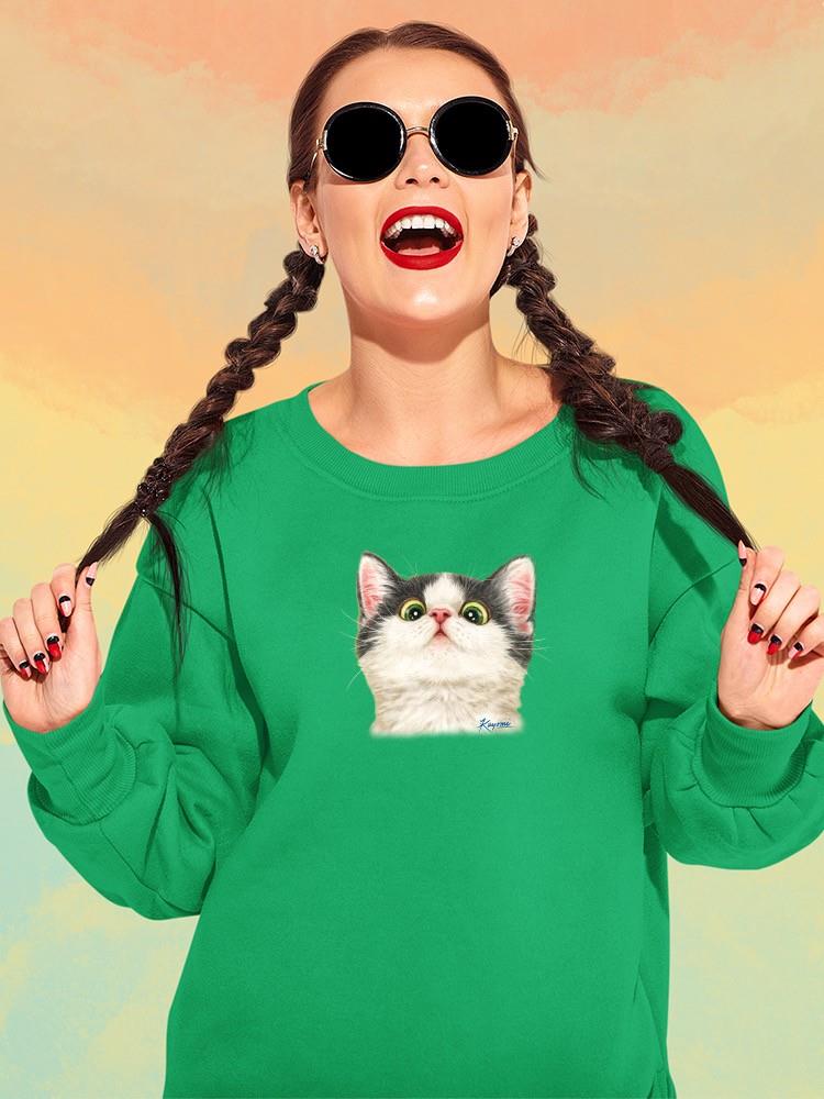 Kitten Looking Down Sweatshirt -Kayomi Harai Designs