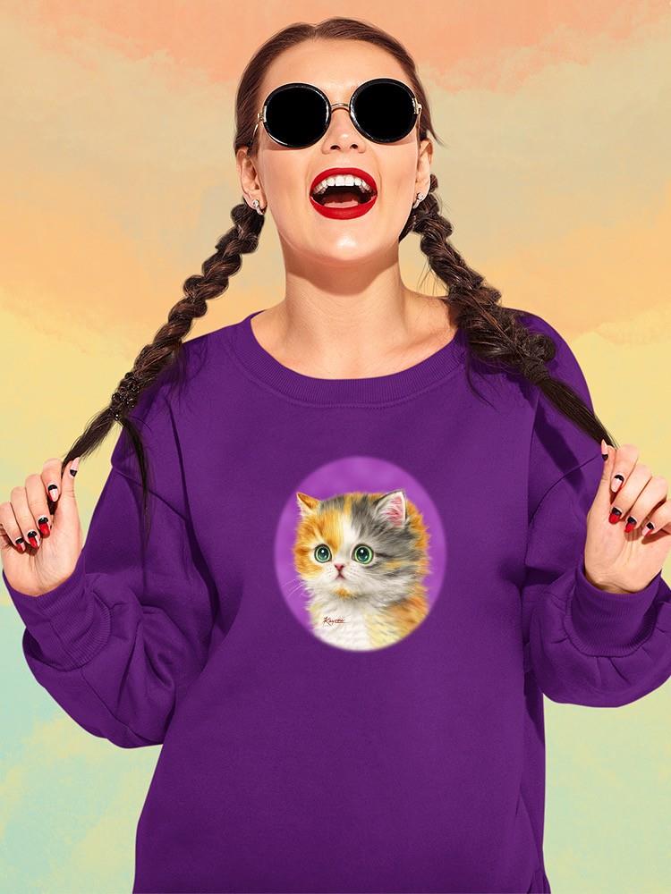 Wide Open Eyes Cat Sweatshirt -Kayomi Harai Designs