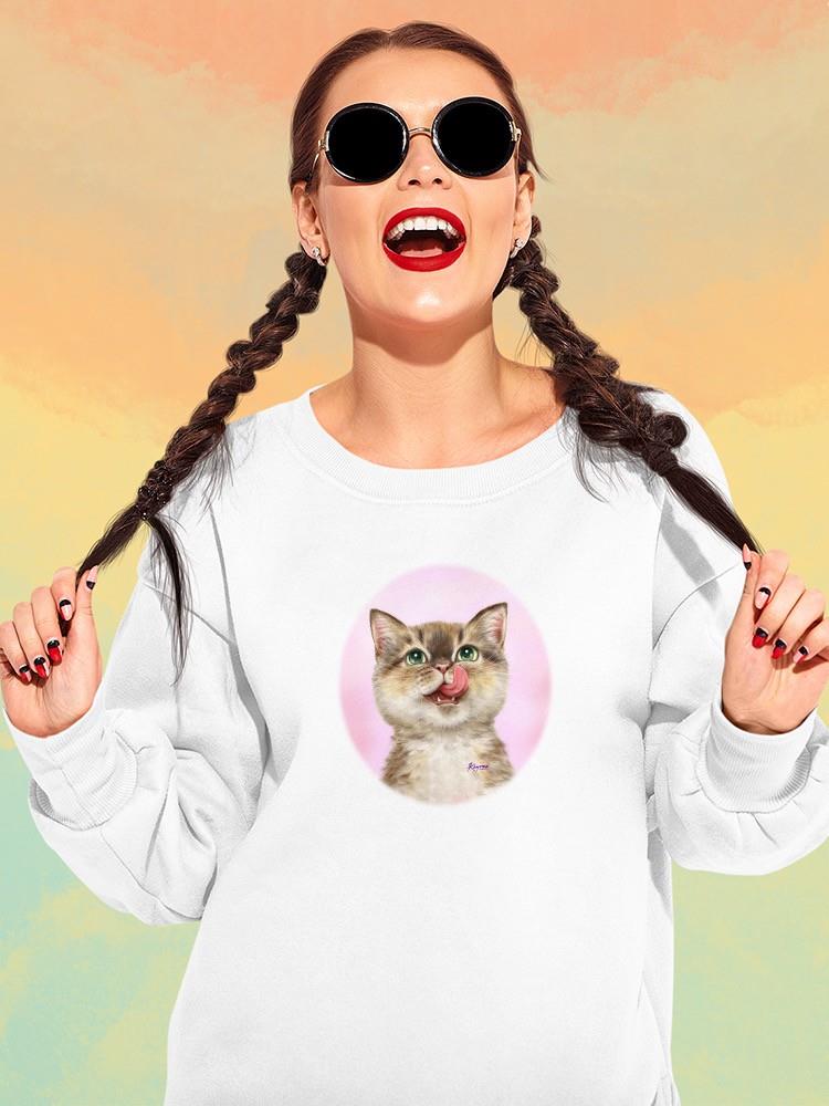 Cat Licking Face Sweatshirt -Kayomi Harai Designs