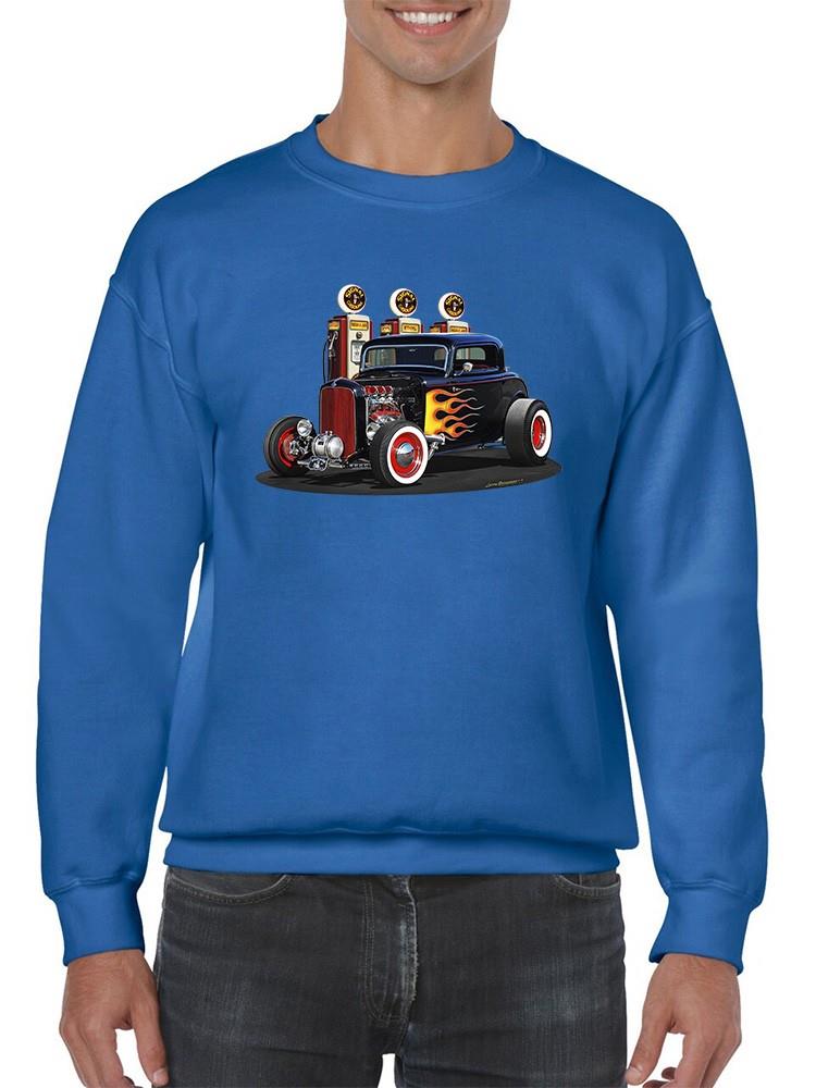 Muscle Car With Flames Hoodie or Sweatshirt -Larry Grossman Designs